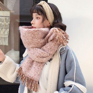 Fringed Knit Neck Scarf