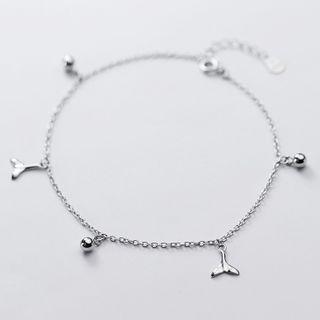 Mermaid Tail Bead Anklet Silver - One Size