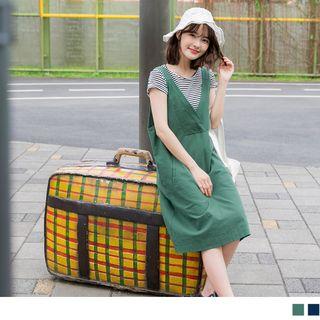 Loose-fit V-neck Pinafore Dress