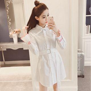 Letter Embroidered Shirt Dress