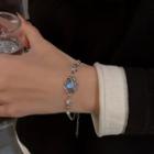 Rhinestone Alloy Bracelet Silver & Blue - One Size