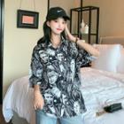 Printed Oversize Button-up Shirt As Shown In Figure - One Size