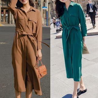 Pocket Front V-neck Maxi Dress
