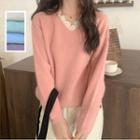 Long-sleeve V-neck Lace Sweater