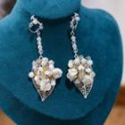 Faux Pearl Leaf Drop Earring 1 Pair - White - One Size