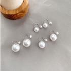 Set Of 3 Pairs: Faux Pearl Ear Cuff Set Of 3 Pairs - White & Silver - One Size