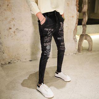 Skull Print Skinny Jeans