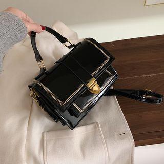 Heart Buckled Top Handle Crossbody Bag