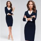 3/4-sleeve Fitted Dress