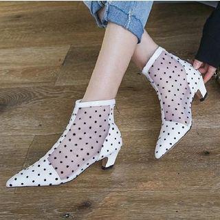 Dotted Pointy Ankle Boots