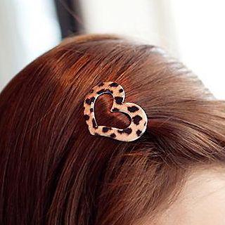 Leopard Patterned Heart Hair Clip