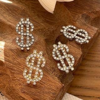 Dollar Sign Rhinestone Stud Earring