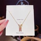 Rabbit Pendant Stainless Steel Necklace Gold - One Size