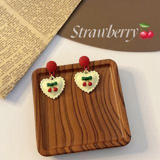 Cherry Heart Drop Earring Red - One Size
