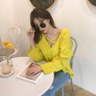 Strappy V-neck Long-sleeve Top