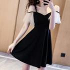Cold-shoulder Lace Strap A-line Dress