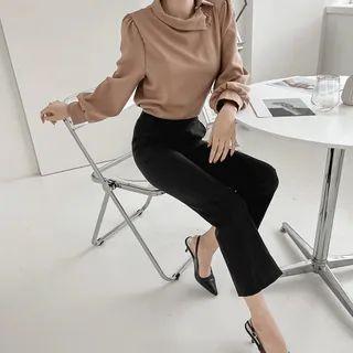 Button-detail Plain Blouse