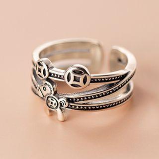 Coin Layered Sterling Silver Open Ring 1 Pc - Coin Layered Sterling Silver Open Ring - Silver - One Size