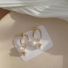 Genuine Pearl Drop Earring 1 Pair - Gold - One Size
