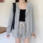 Hooded Jacket / Plain Sweatpants / Plain Sweatshorts
