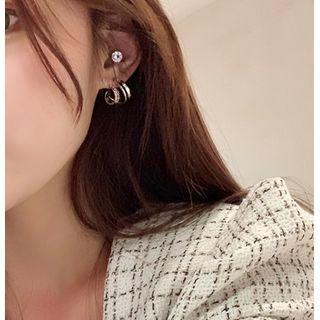 Rhinestone Alloy Cuff Earring 1 Pair - Gold - One Size