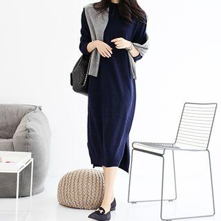 High-neck Long Knit Dress
