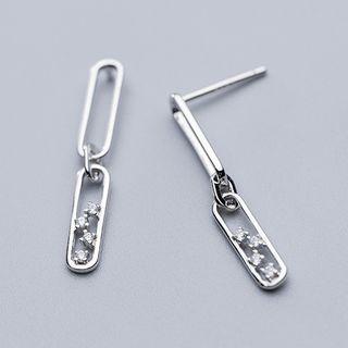925 Sterling Silver Rhinestone Dangle Earring S925 Silver - Earring - One Size