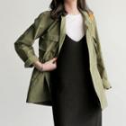 Drawstring-waist Hidden-button Jacket