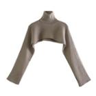 Turtleneck Cropped Sweater 9216 - Taupe - One Size