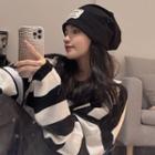 Labeled Cowl Knit Beanie