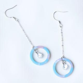 925 Sterling Silver Rhinestone Acrylic Hoop Drop Earring