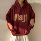 Lettering Elbow Patch Hoodie