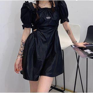 Square-neck Plain Top / Cut-out Strappy Sheath Dress