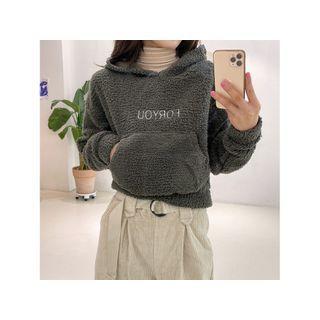 Crop Dumble Kangaroo Hoodie Black - One Size