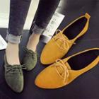 Lace Up Pointy Toe Flat Shoes