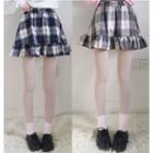 Printed Pullover / Check A-line Skirt / Set: Printed Pullover + Check A-line Skirt