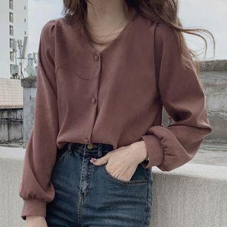 Plain V-neck Light Blouse