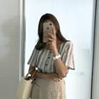 Short-sleeve Striped Linen-blend Blouse