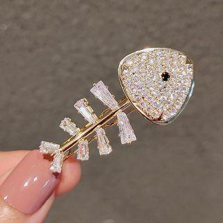 Rhinestone Fish Hair Pin Ly426 - Gold - One Size