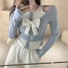 Mock Two-piece Bow Button-up Top