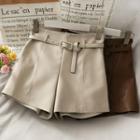 Faux-leather High-waist Shorts With Belt