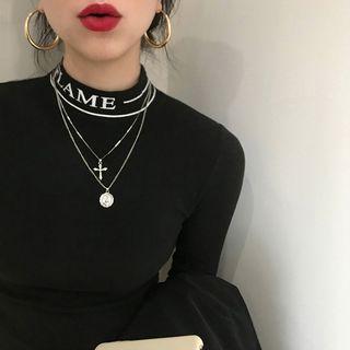 Letter Mock-neck Top