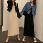 Denim Jacket / Maxi A-line Tank Knit Dress