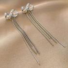 Fringed Bow Drop Earring 1 Pair - Silver - One Size