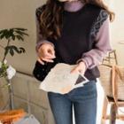 Floral Patterned Color-block Sweatshirt Charcoal Gray - One Size