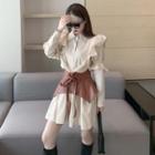 Ruffle Trim Mini Shirtdress / Corset Belt