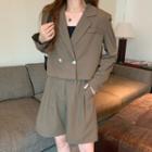 Double-breasted Cropped Blazer / Dress Shorts