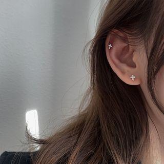 Cross Rhinestone 925 Sterling Silver Earring