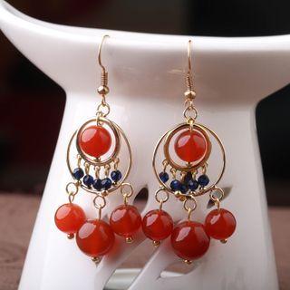 Bead Fringed Sterling Silver Earring