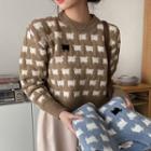Sheep-pattern Cropped Sweater